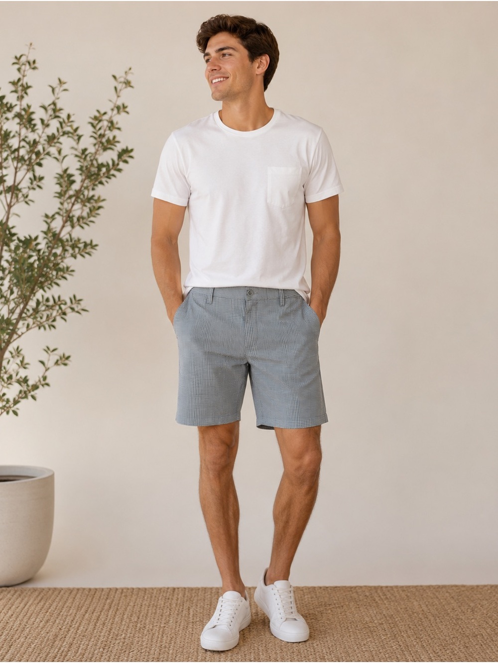 Men's Casual Southern Tide Gray Micro-Check Shorts